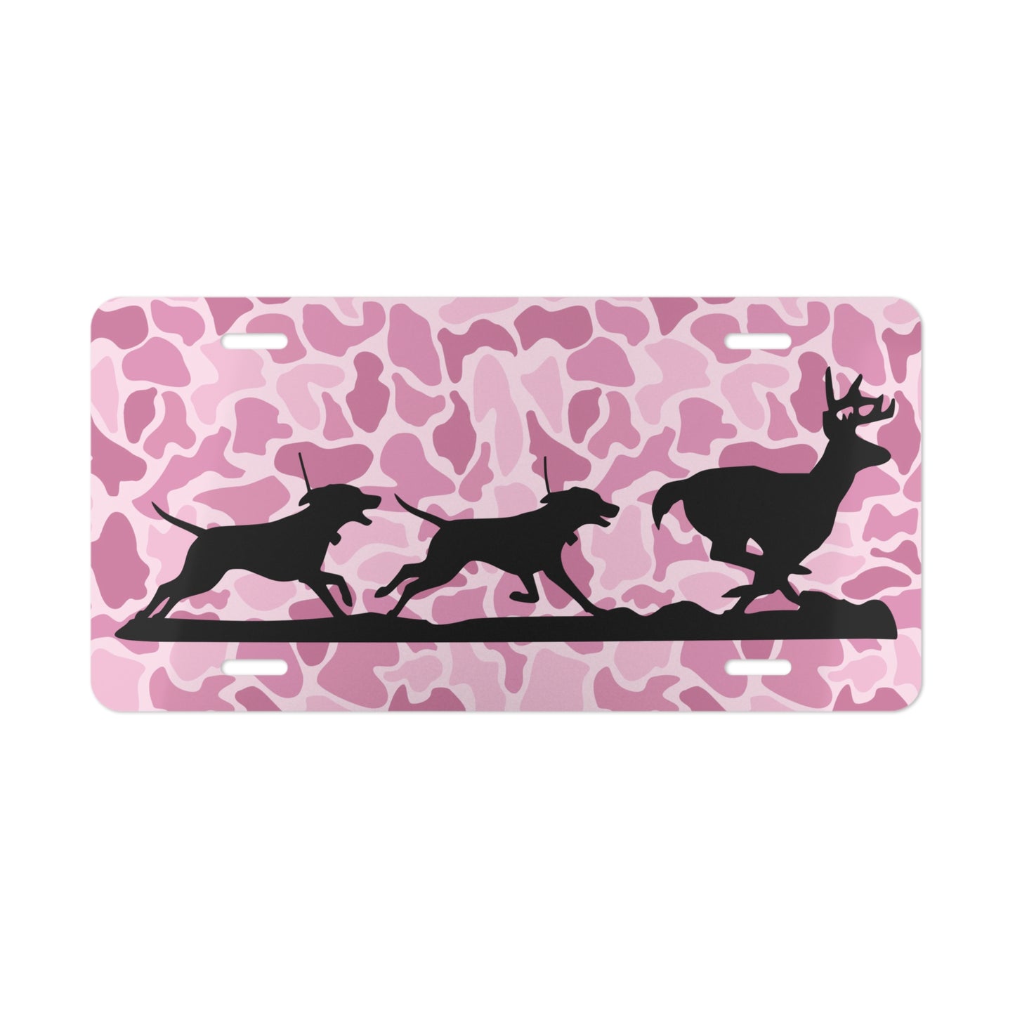 Deer Hunting License Plate, Pink Camo Car Plate, Deer and Hounds Design, Hunter Gift, Girls Hunt Too - coonhoundin
