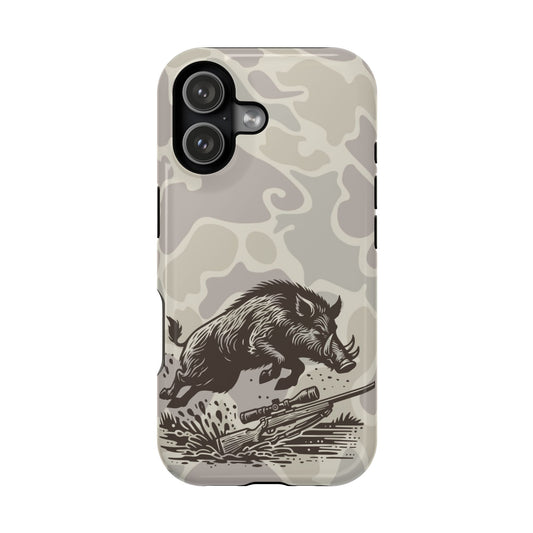 Wild Boar Hog Hunting Phone Case, iPhone 17 Impact-Resistant Cover, Gift for Hunters, Unique Camo Design, Phone Accessories