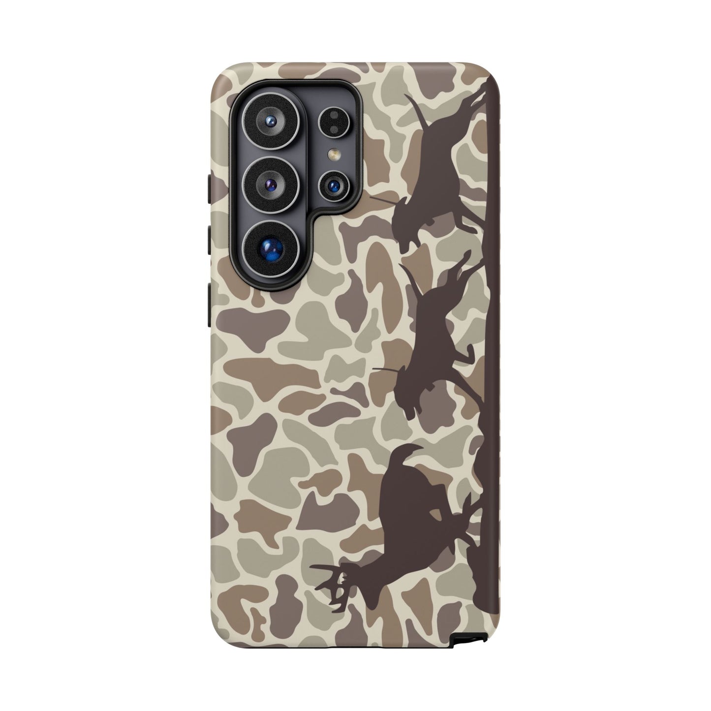 Camo Hounds Chasing Deer Tough Phone Case for Samsung Galaxy S25, Plus and Ultra - coonhoundin