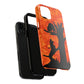Tough Phone Cases for iPhone 15, Pro, Plus and Pro Max Orange Camo Coon Hunting