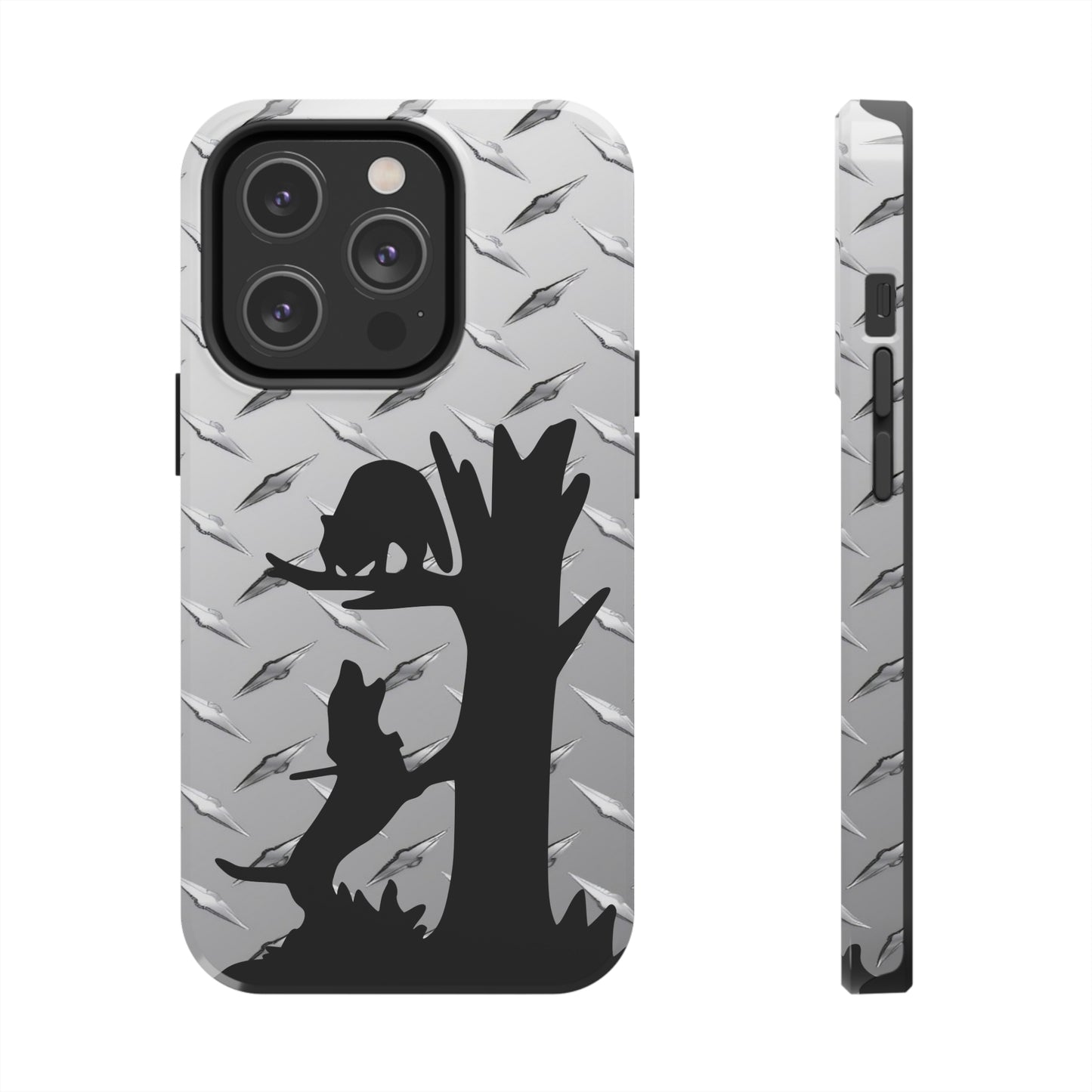 Tough Phone Case for iPhone 14, Pro, Plus, Pro Max Diamond Plate Coon Hunting