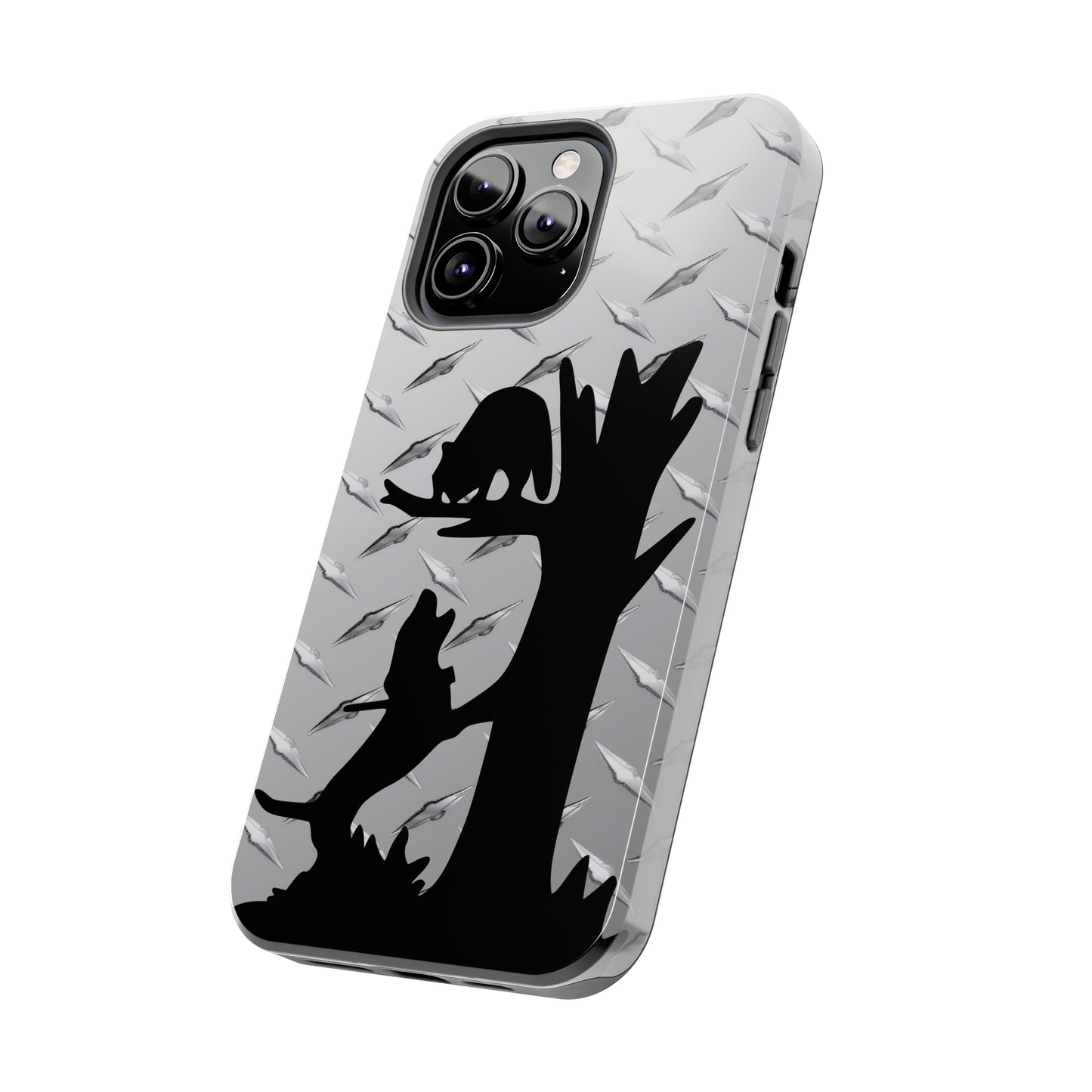 Tough Phone Case for iPhone 13, Pro, Mini, Pro Max Diamond Plate Coon Hunting