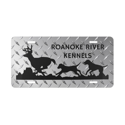 Custom Metal Diamond Plate Design Hounds Chasing Deer License Plate - coonhoundin