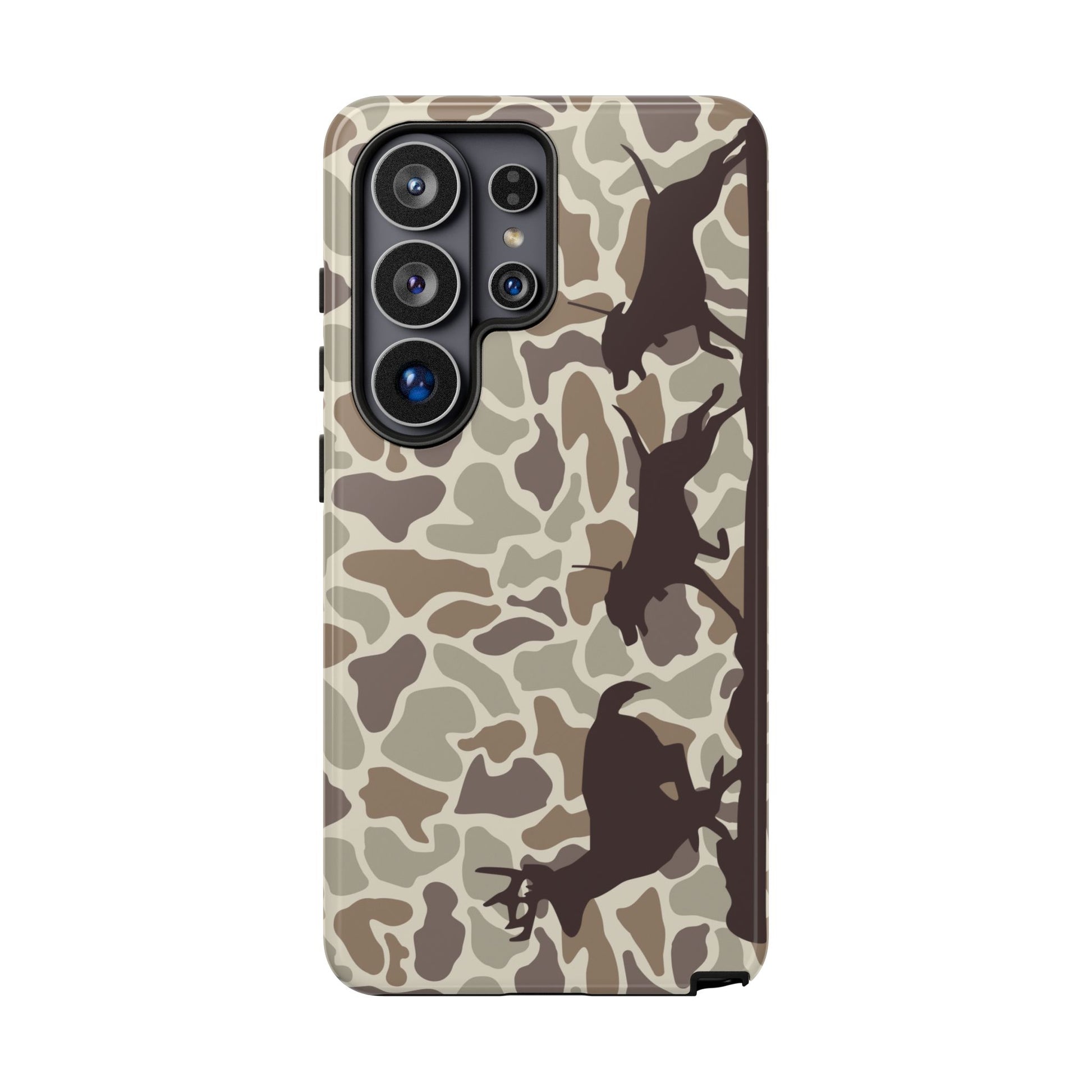 Camo Hounds Chasing Deer Tough Phone Case for Samsung Galaxy S25, Plus and Ultra - coonhoundin