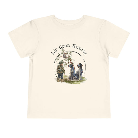 Lil' Coon Hunter Toddler Tee — Cute Kids Hunting Dog Shirt - coonhoundin