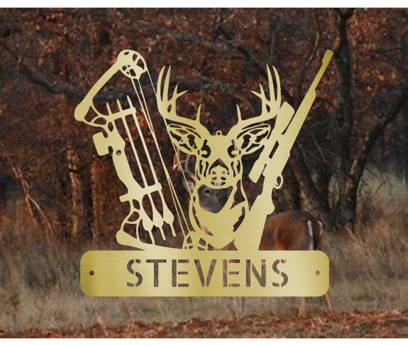 Bow Hunter Deer Hunting Custom Steel Sign