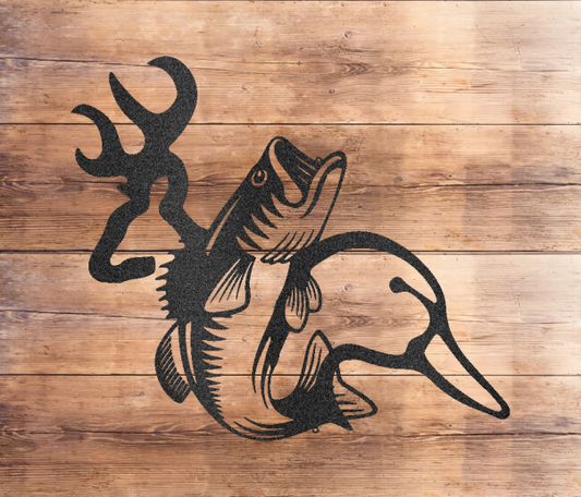 Deer and Duck Hunting and Fishing Steel Sign