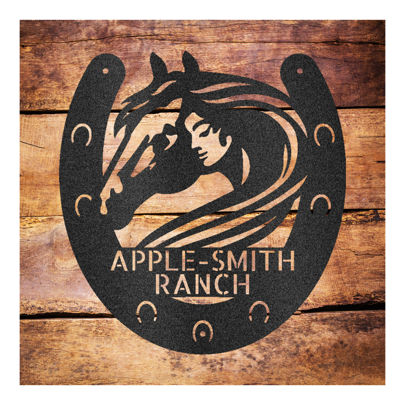 Horse in Horseshoe Personalized Steel Sign