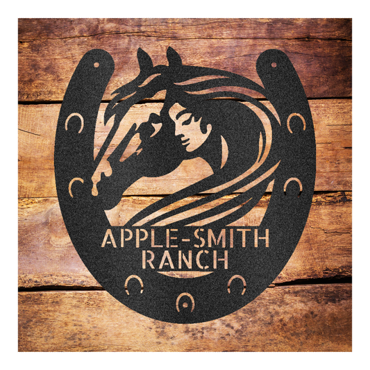 Horse in Horseshoe Personalized Steel Sign