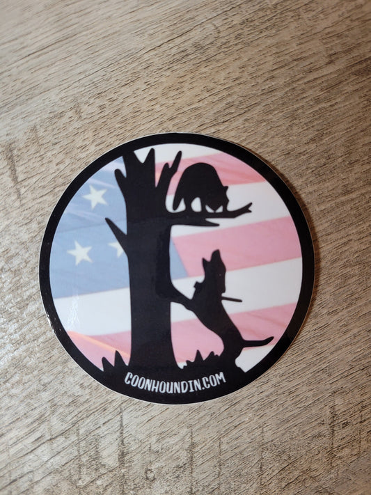 Flag Coon Hunting Hounds Treeing Coon Waterproof Sticker