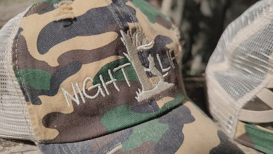 Camo Women's Ponytail Night Life Coon Hunting Unstructured Mesh Back Hat