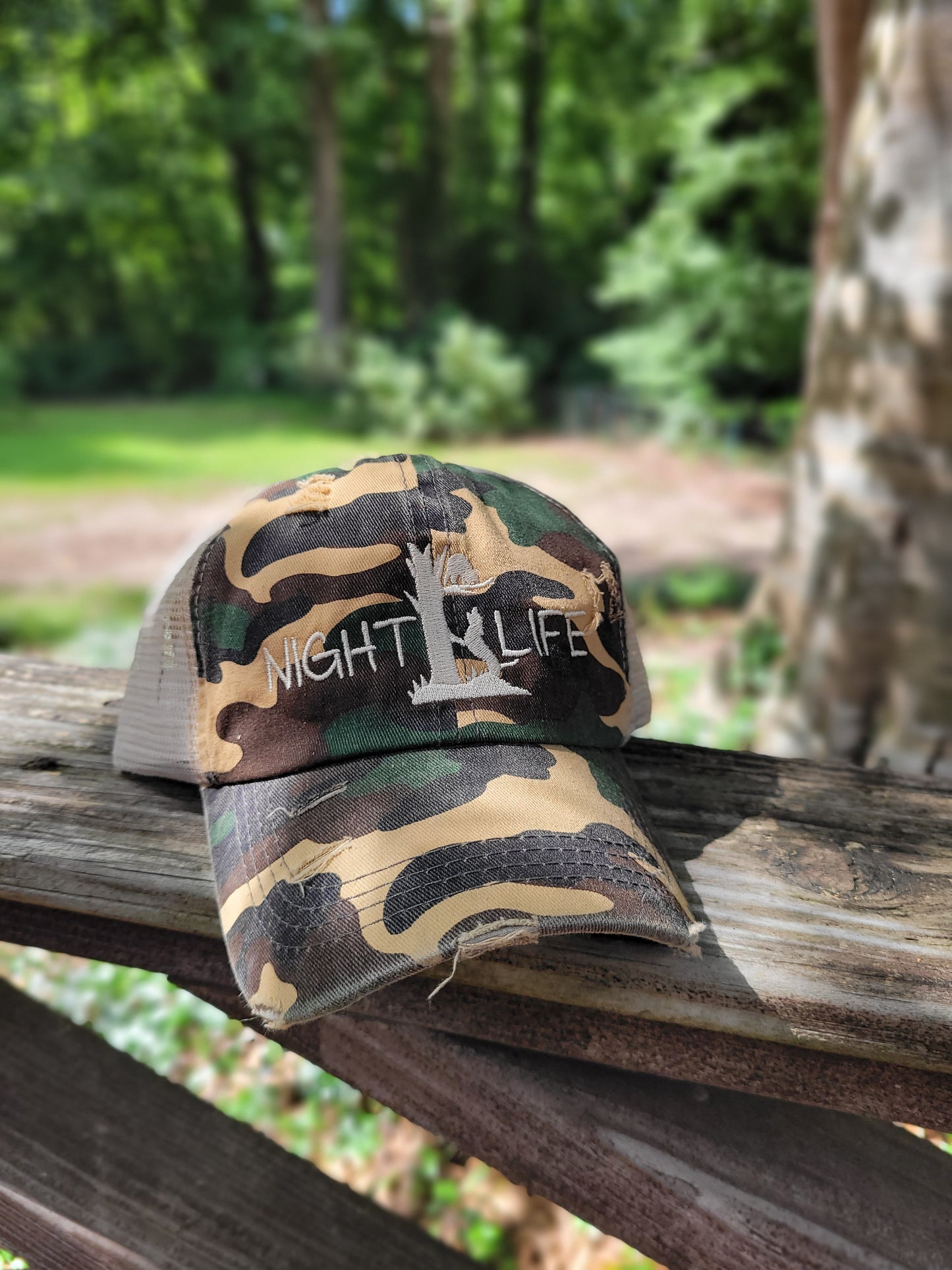 Camo Women's Ponytail Night Life Coon Hunting Unstructured Mesh Back Hat