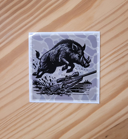 Camo Wild Boar Hog Hunting Waterproof UV Resistant Sticker