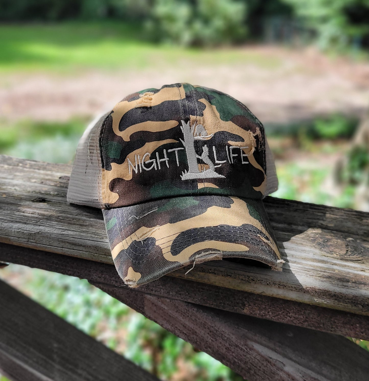 Camo Women's Ponytail Night Life Coon Hunting Unstructured Mesh Back Hat