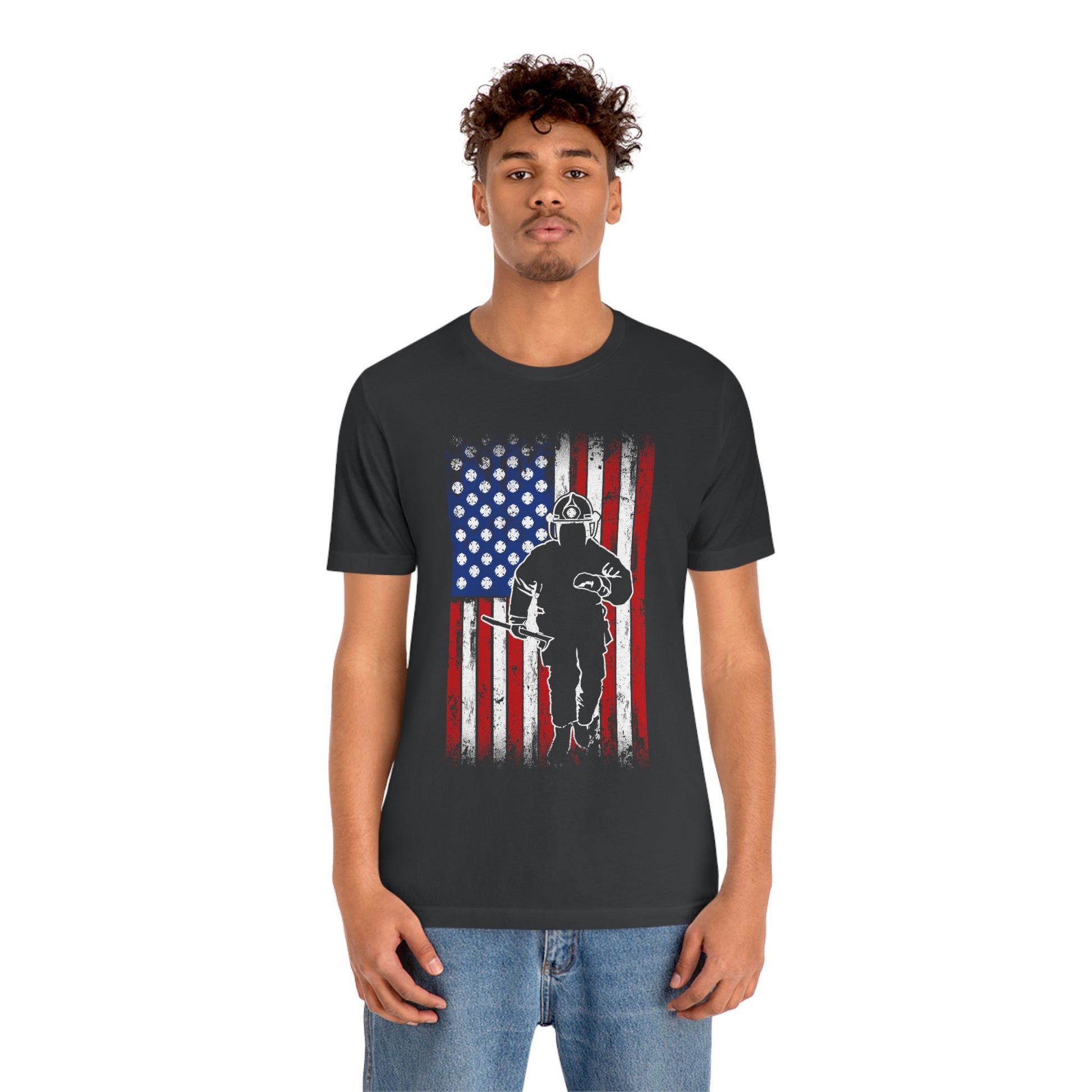 Firefighter Flag Unisex Jersey Short Sleeve Tee - coonhoundin