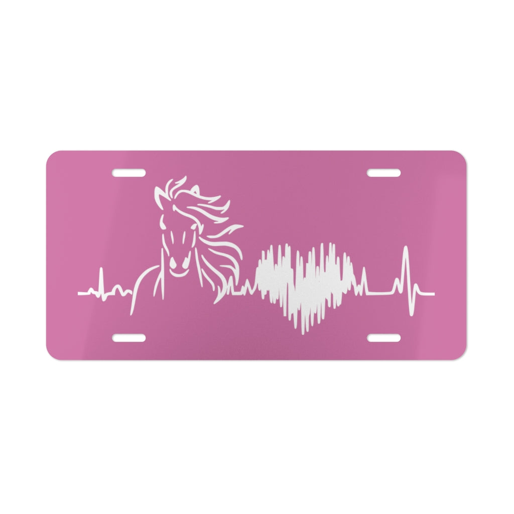 Horse Heartbeat Pink License Plate