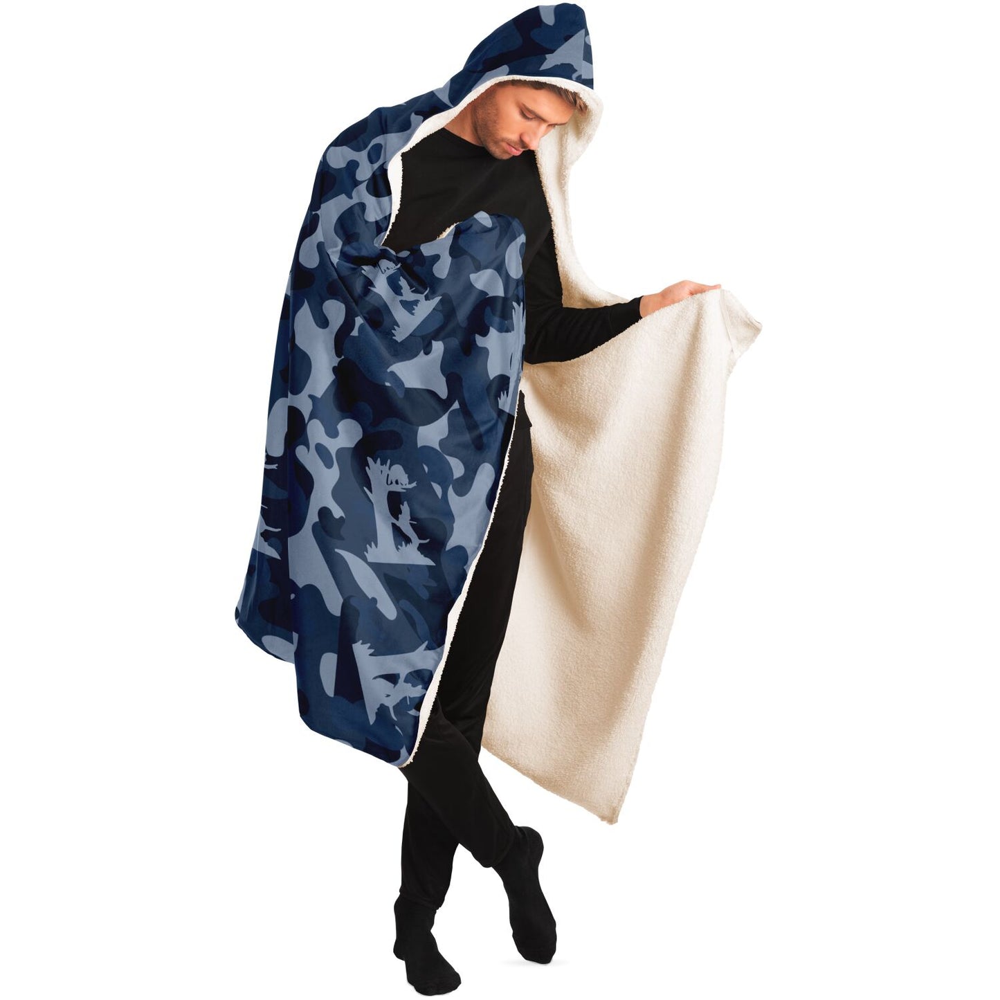 Blue Camo Coon Hunting Hooded Blanket in Adult or Youth