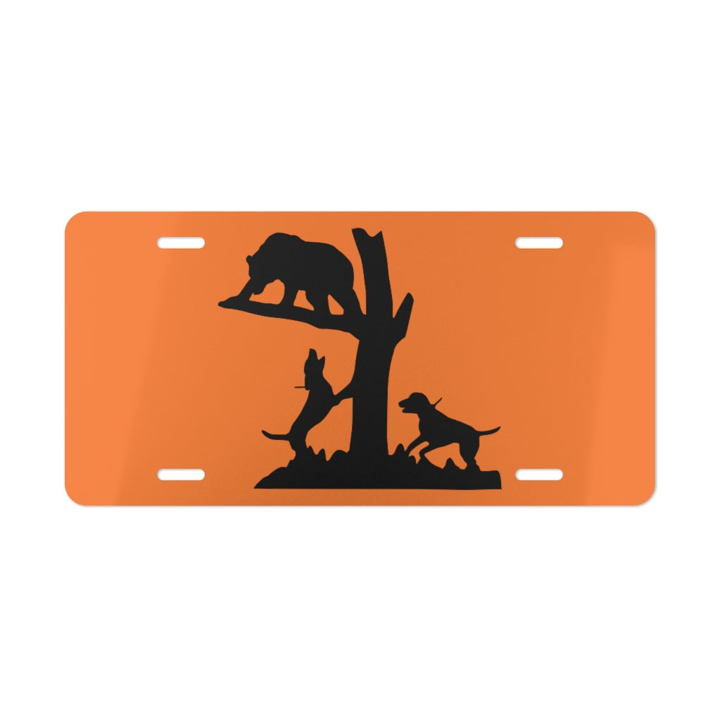 Treed Bear Orange License Plate - coonhoundin