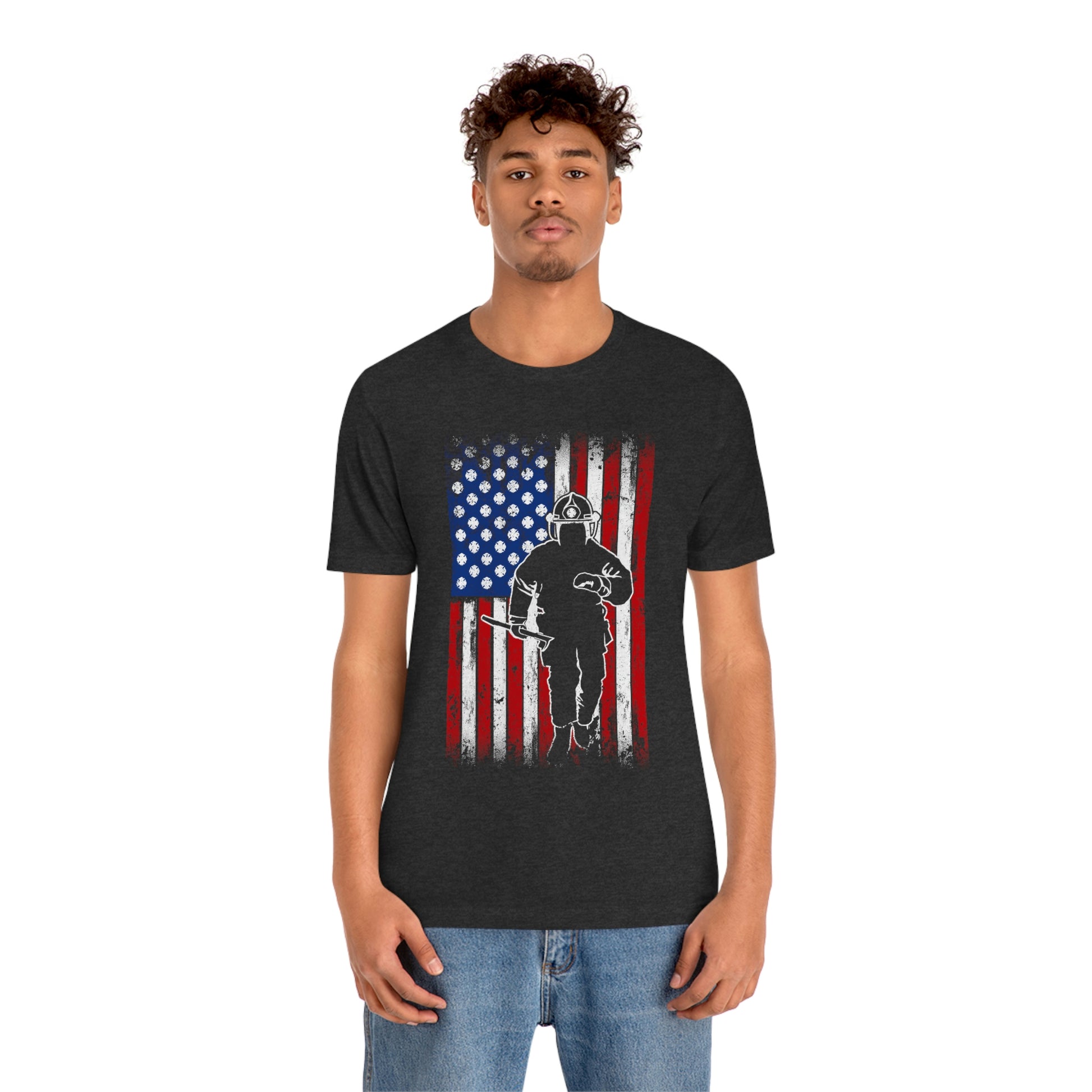 Firefighter Flag Unisex Jersey Short Sleeve Tee - coonhoundin