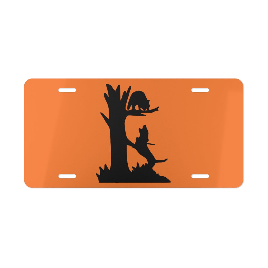 Hounds Treeing Coon Orange License Plate