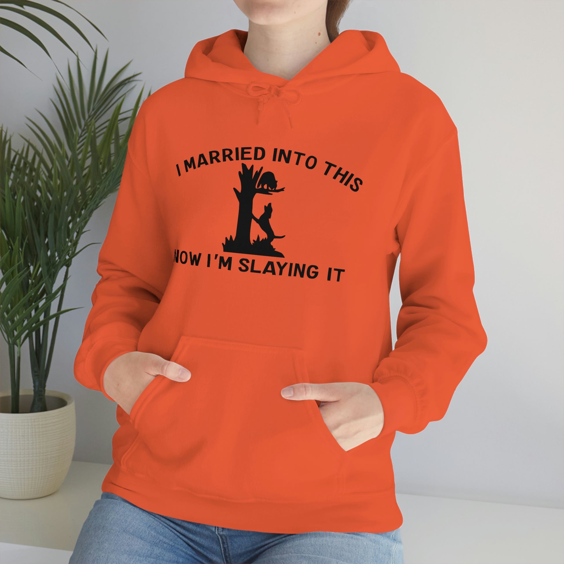 Coon Hunting Married into It Unisex Hooded Sweatshirt - coonhoundin