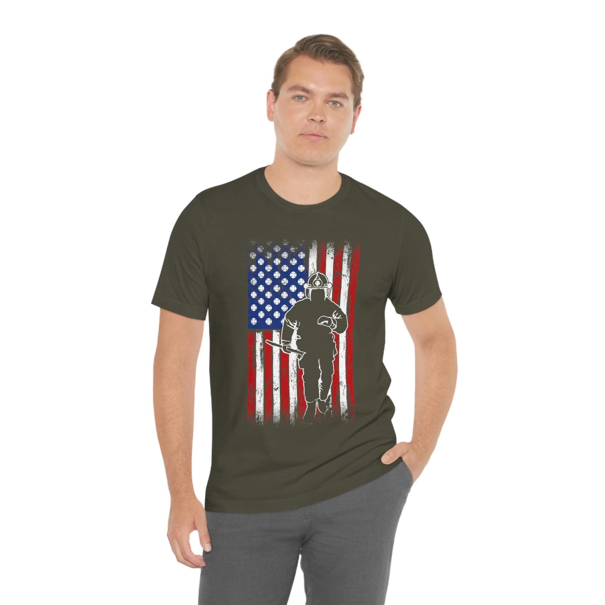 Firefighter Flag Unisex Jersey Short Sleeve Tee - coonhoundin