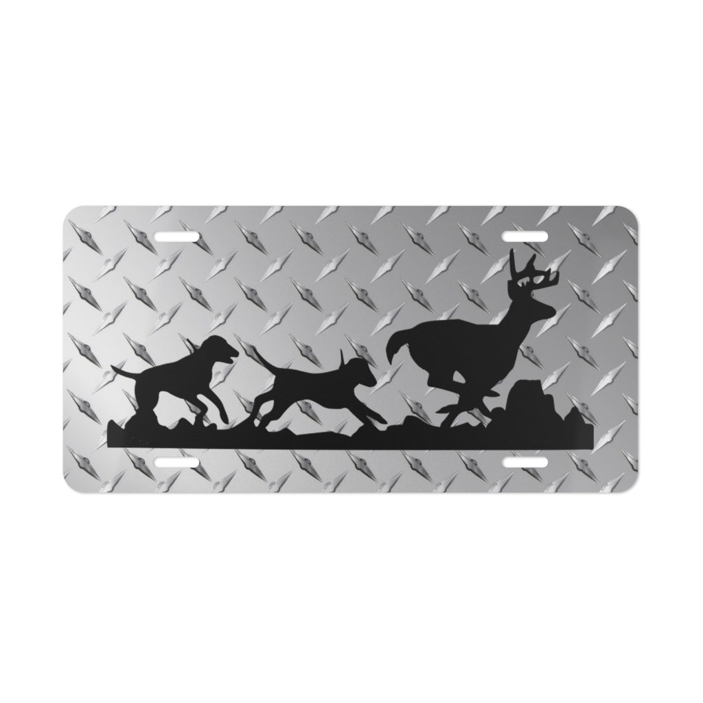 Hounds Chasing Deer Diamond License Plate - coonhoundin