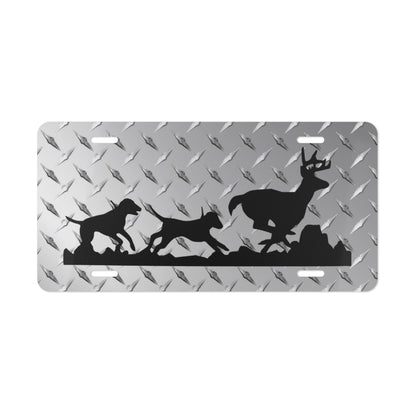 Hounds Chasing Deer Diamond License Plate