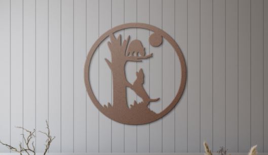 Metal Treed Coon in the Moon Wall Sign