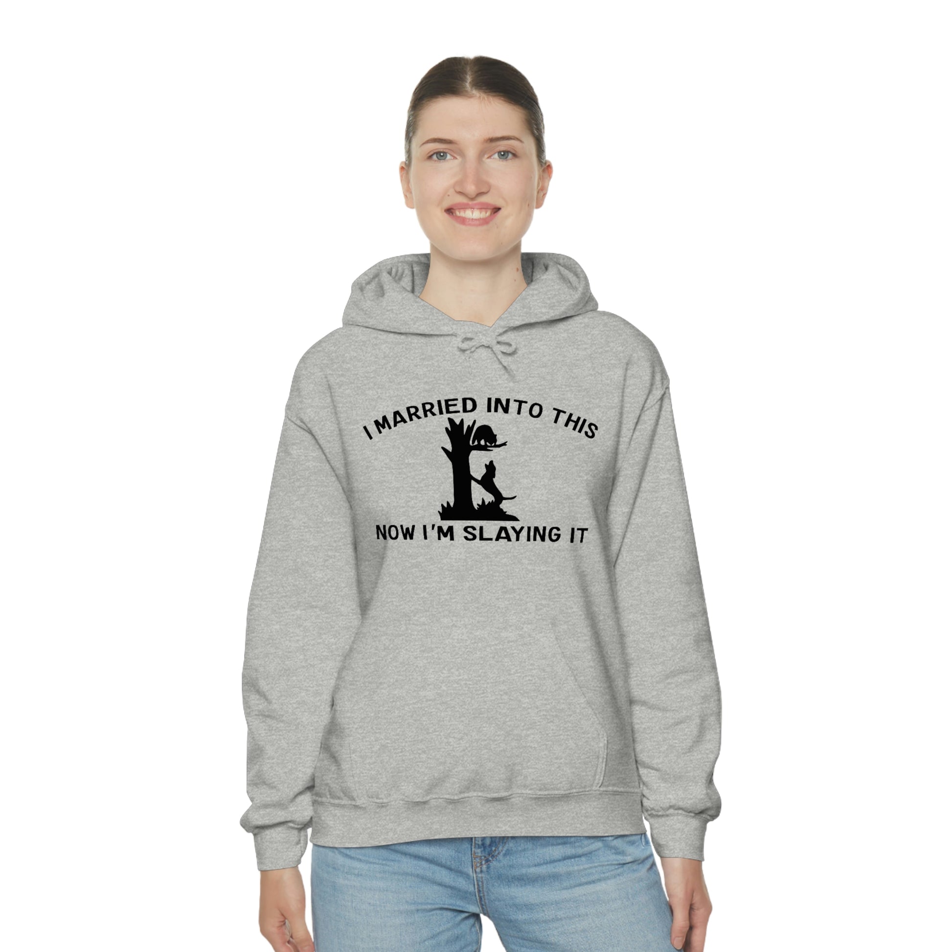 Coon Hunting Married into It Unisex Hooded Sweatshirt - coonhoundin