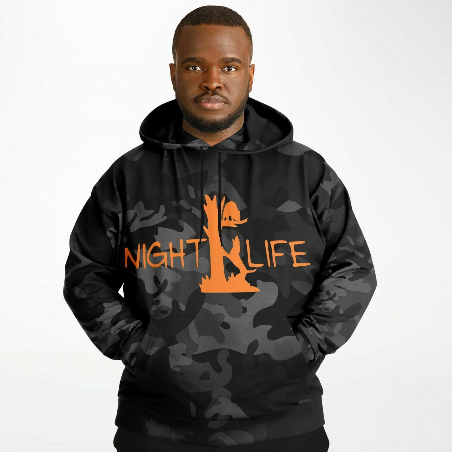 Black Camo Night Life Coon Hunting Hoodie Extended Sizes