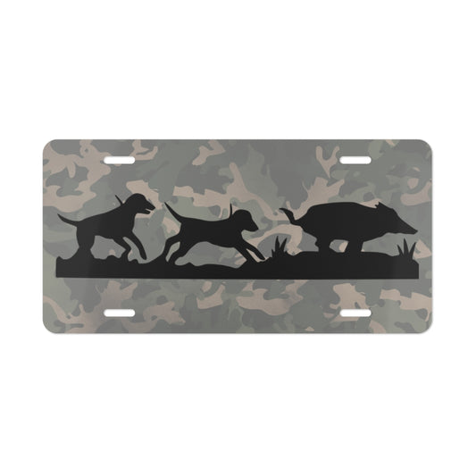 Camo Hounds Chasing Hog License Plate