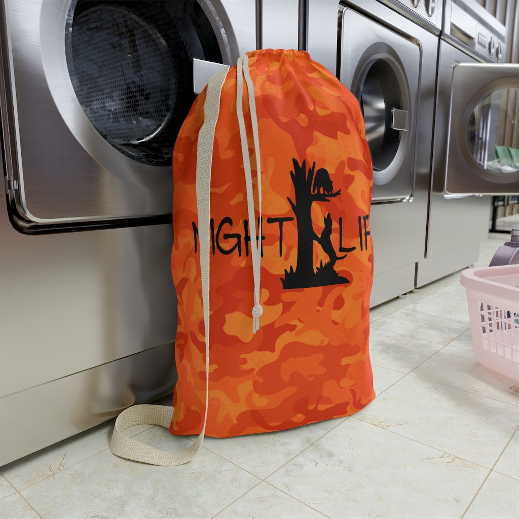 Orange Camo NIght Life Laundry Bag