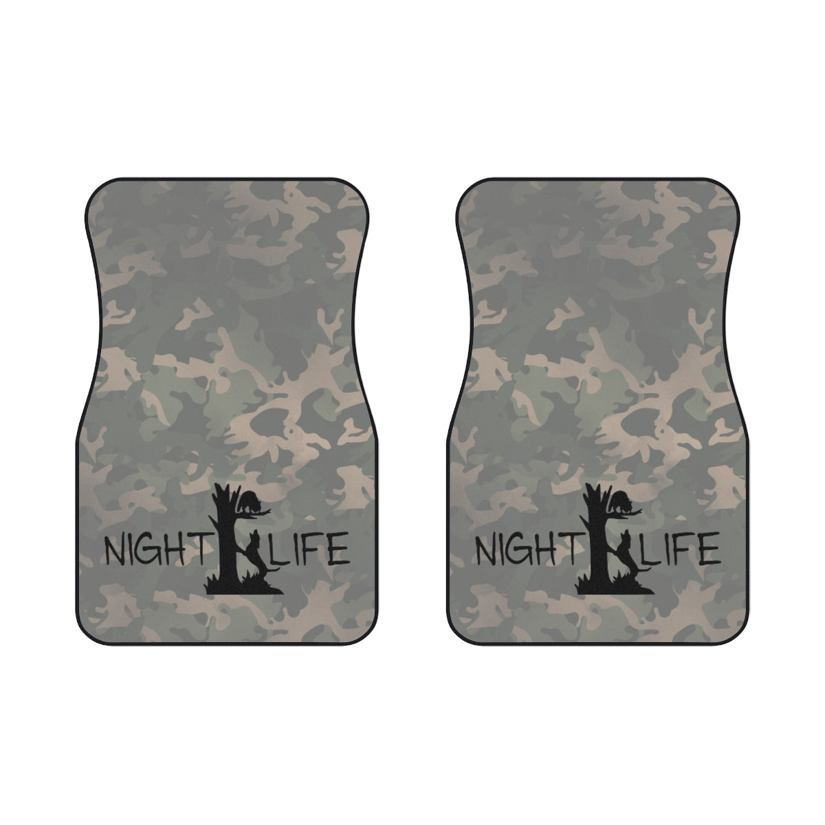 Vintage Camo Night Life Coon Hunting Set of Front Car Mats