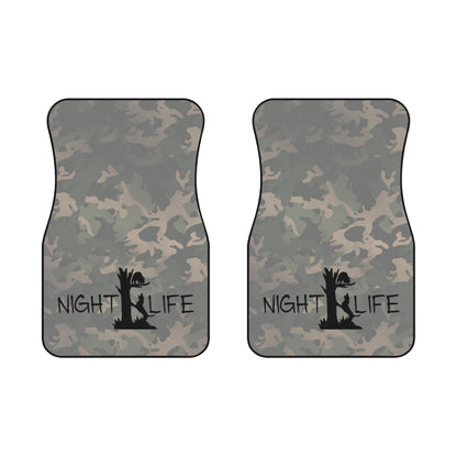 Vintage Camo Night Life Coon Hunting Set of Front Car Mats