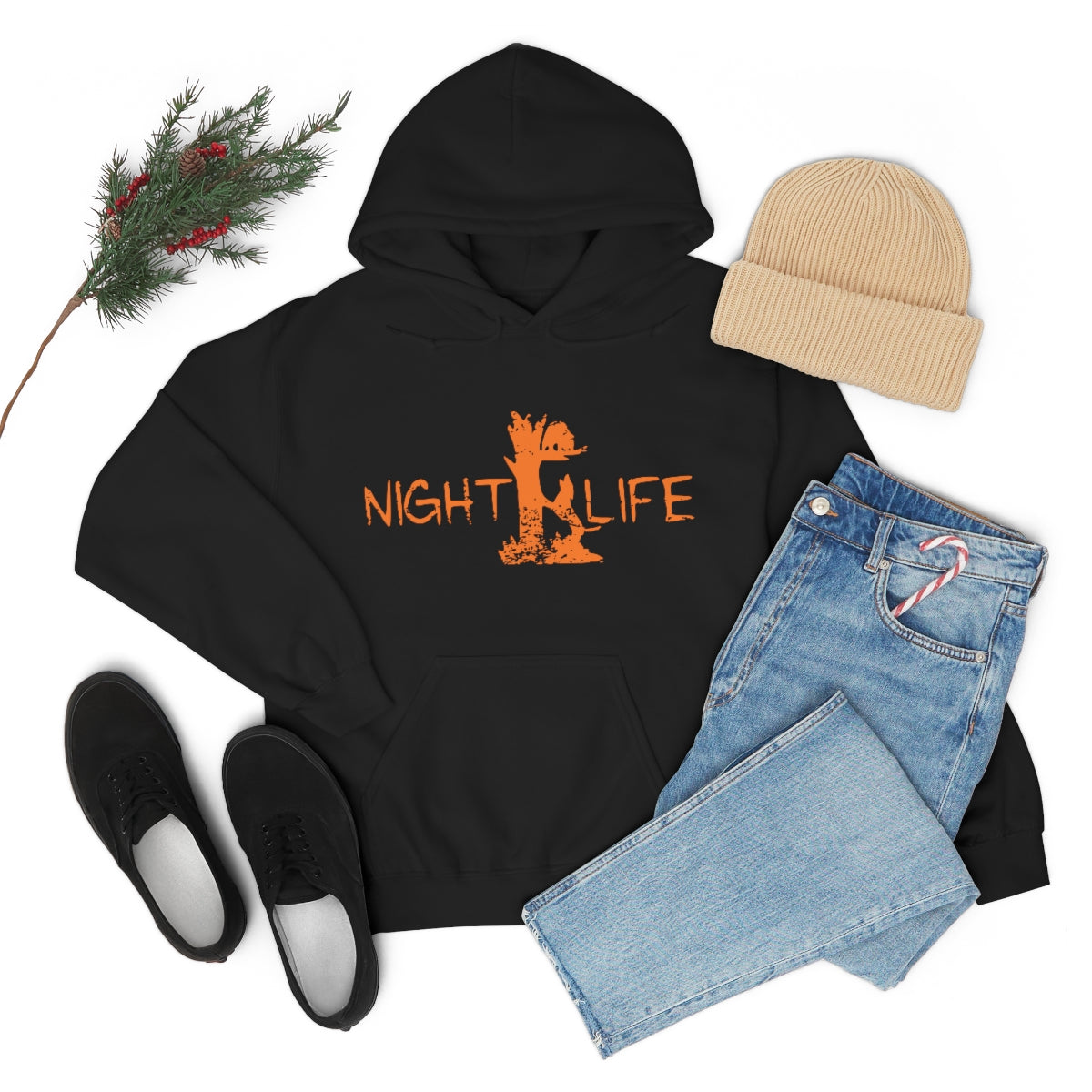 Grunge Night Life Treed Coon Unisex Hooded Sweatshirt
