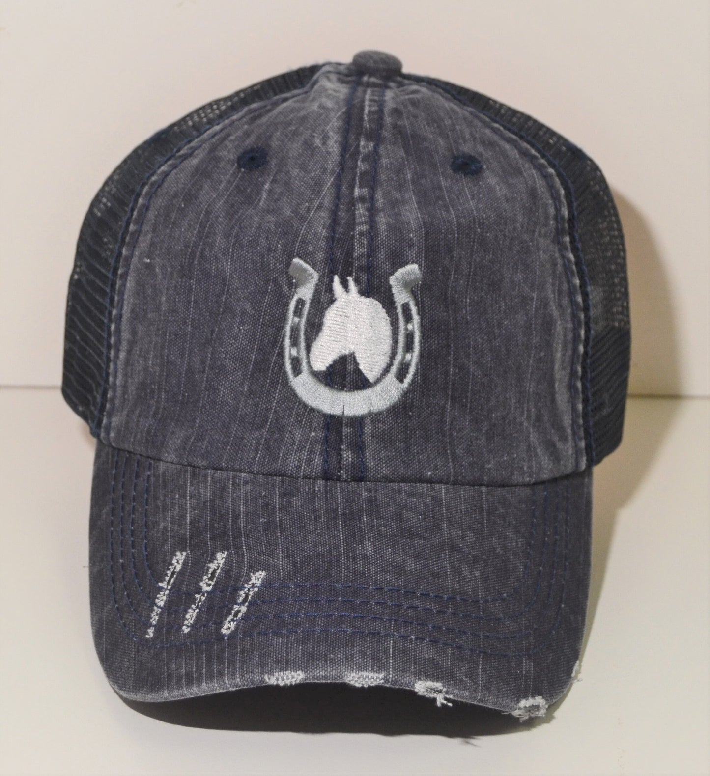 Horse Unstructured Distressed Mesh Hat